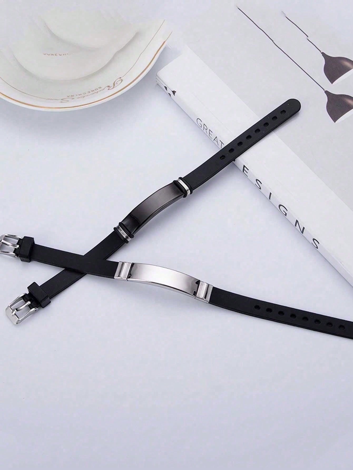 Custom Name Silicone Bracelet - Fashion Stainless Steel Bracelet